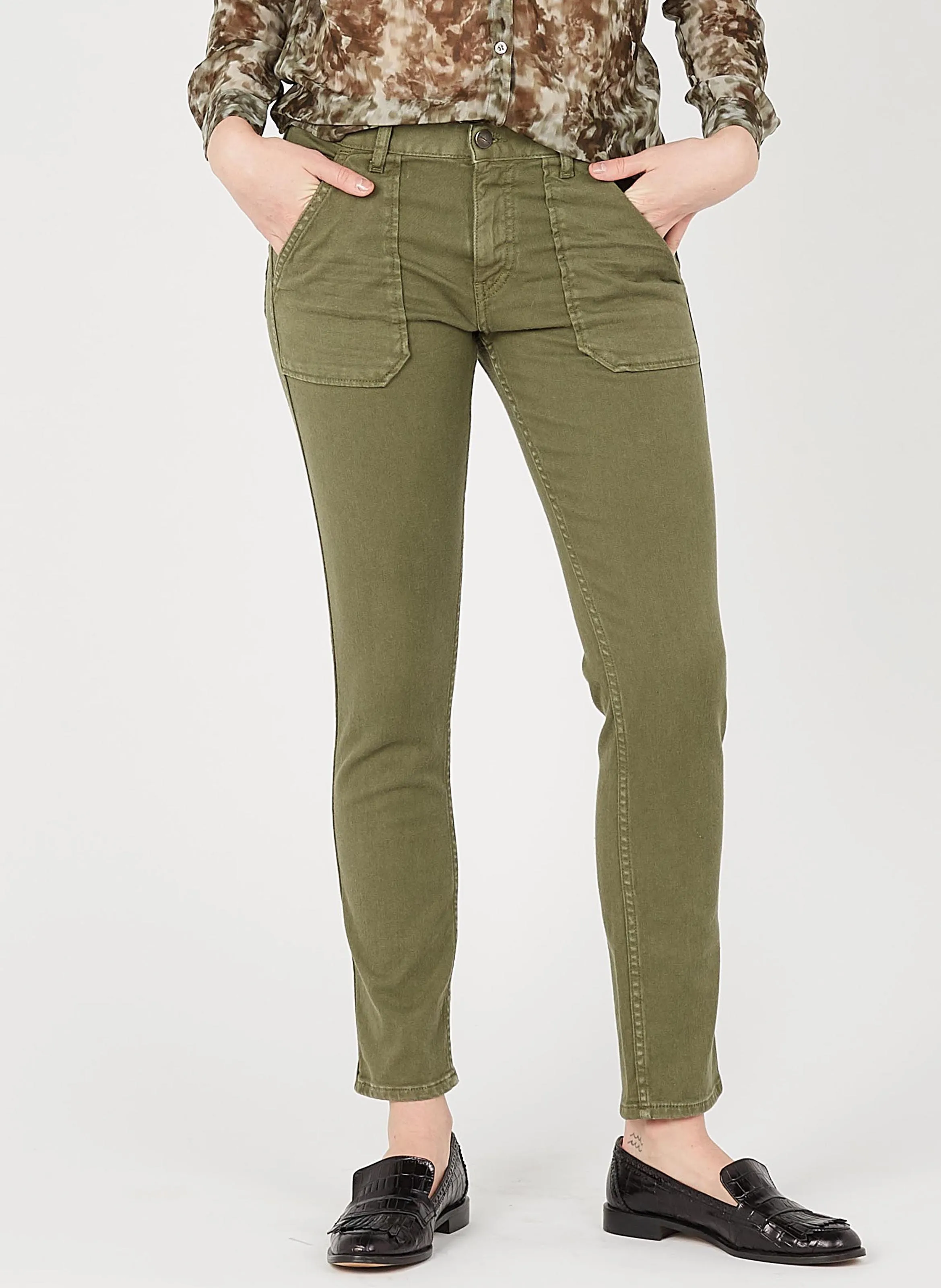 ACQUAVERDE PIERCE - Vaquero slim de mezcla de algodón en verde