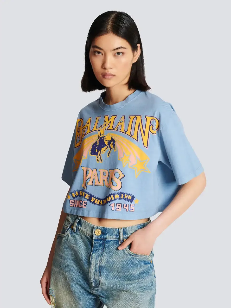 Balmain Camiseta Estampada Algodón