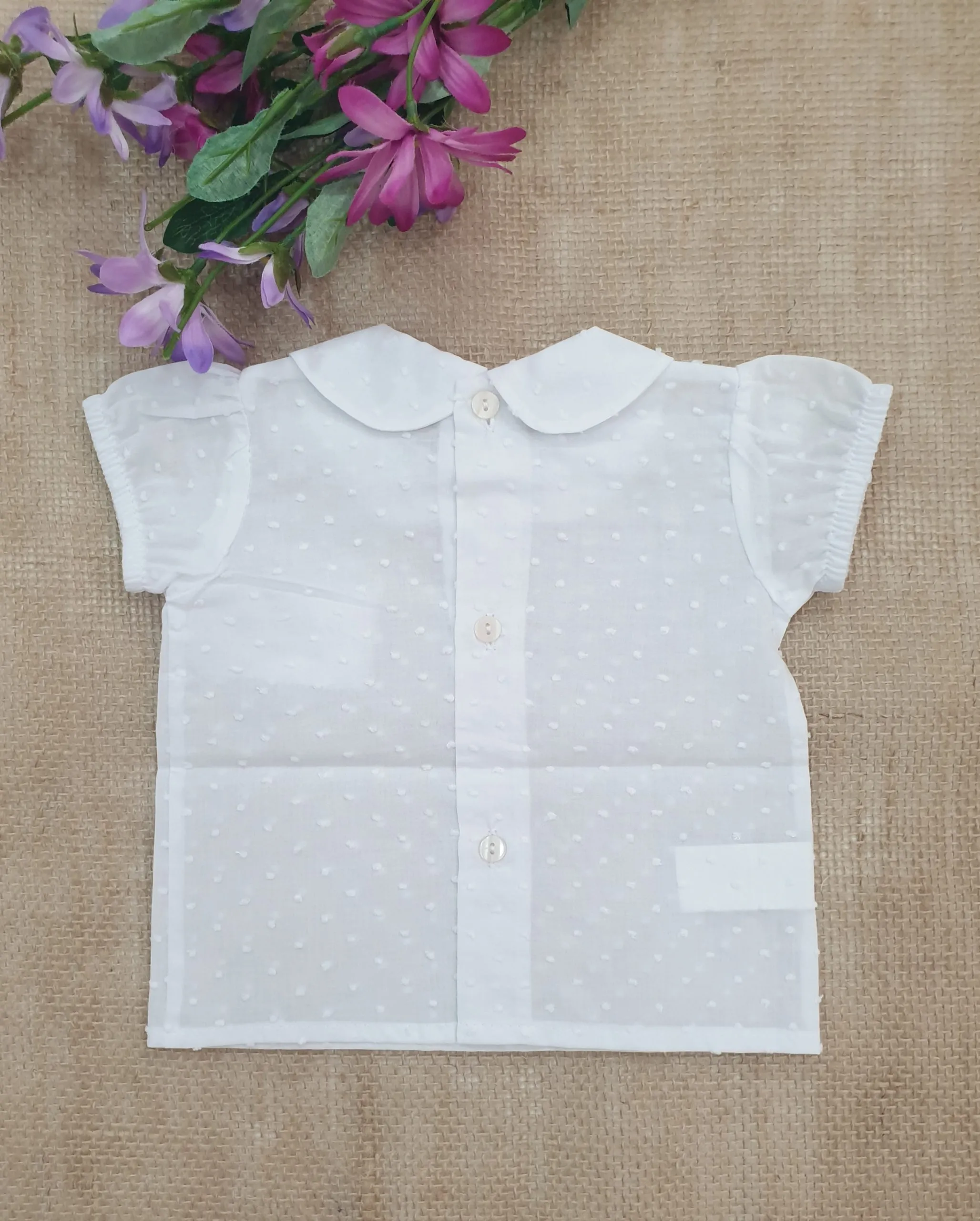 Blusa bebé infantil plumeti manga corta R130437 Blanca.