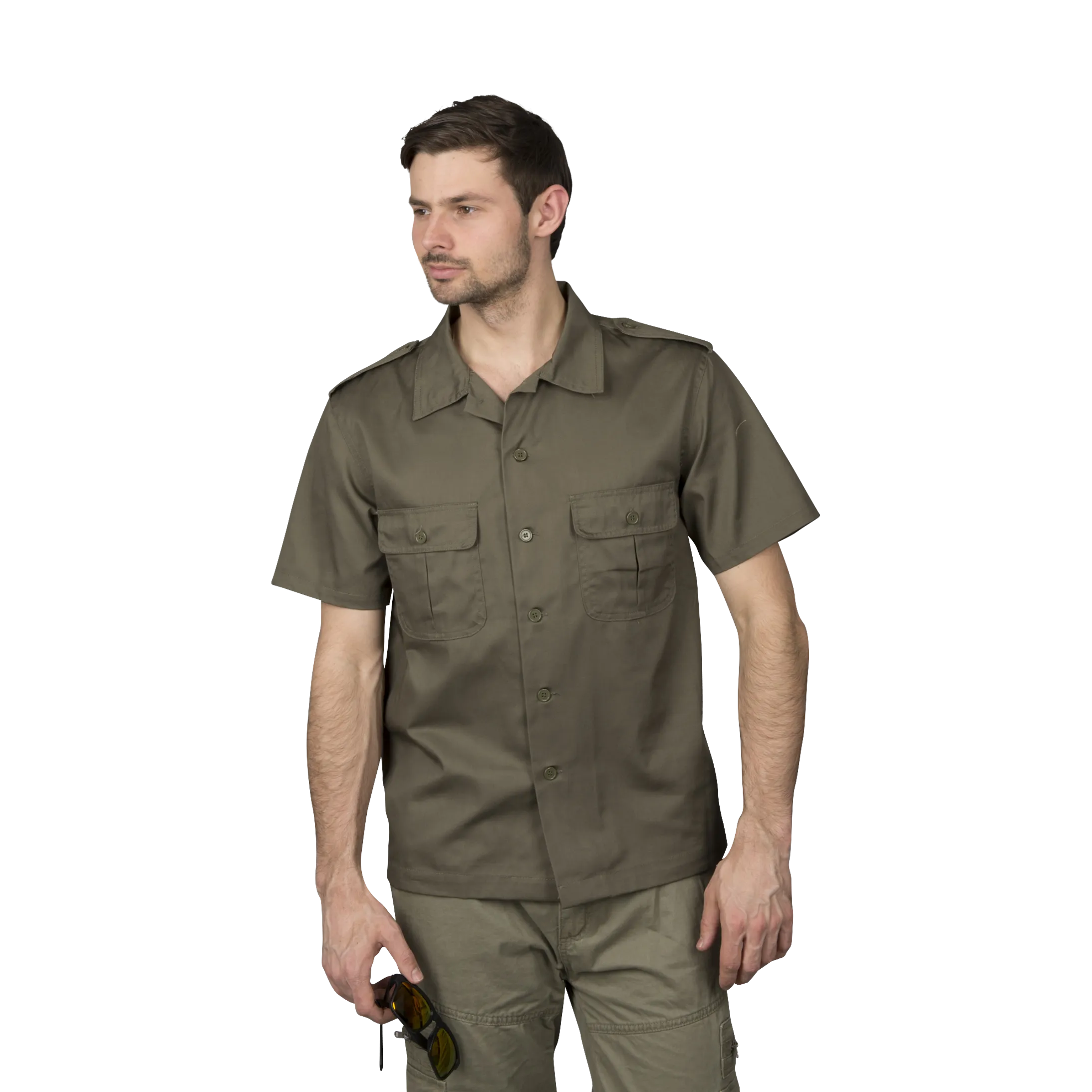 Camisa Brandit US Hemd 1/2 Oliva