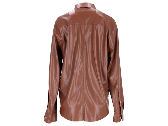 Camisa de cuero sintético con bolsillos de parche Nanushka en poliéster marrón Castaño Roja 