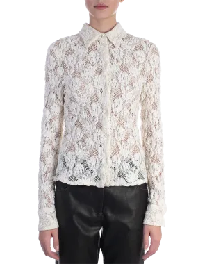 Camisa De Encaje Elstico Marfil