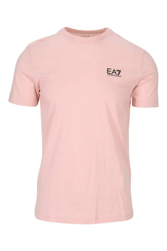 Camiseta rosa con minilogo degradé 