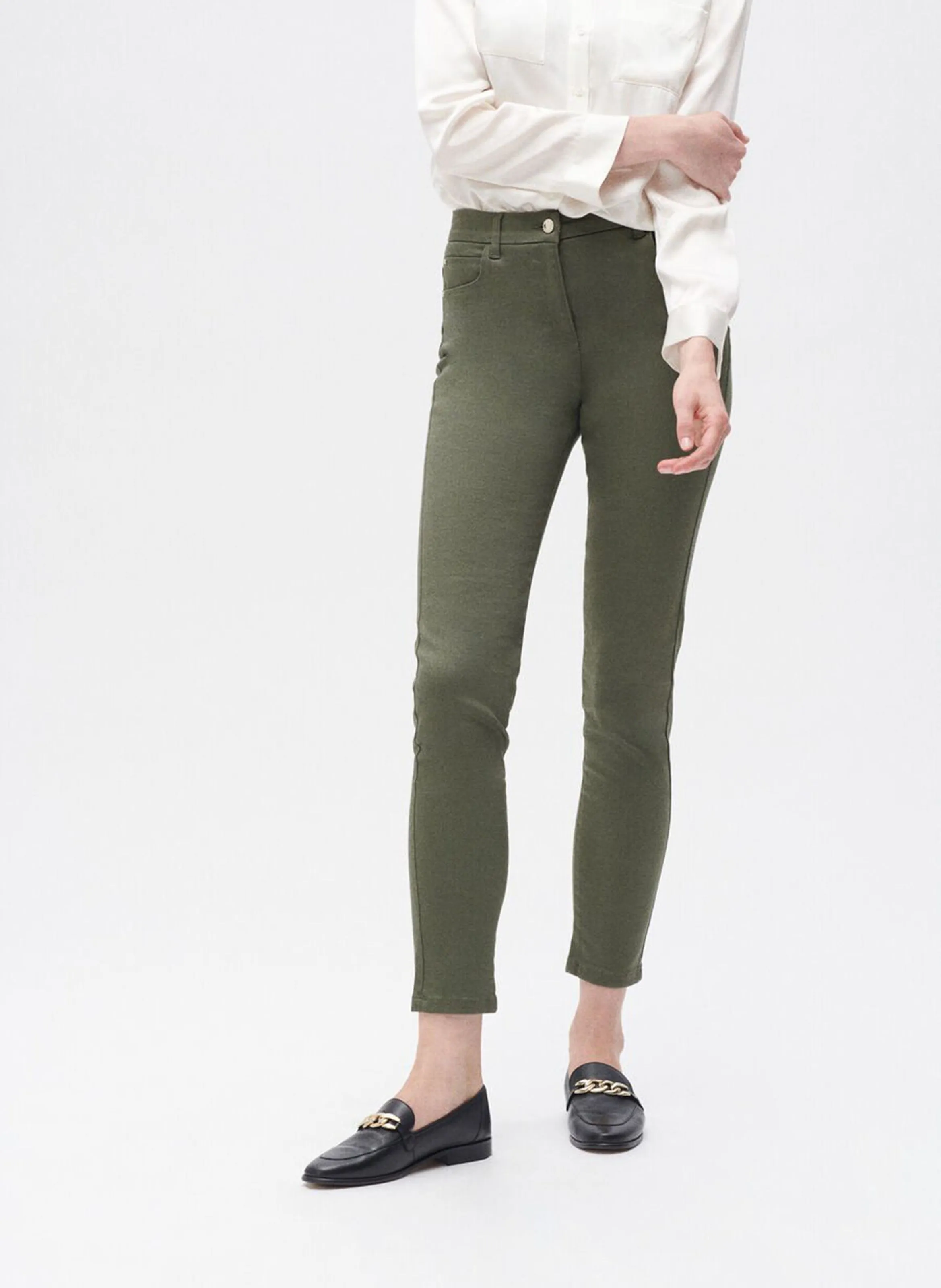 CAROLL TONYB - Pantalón slim de mezcla de algodón en verde