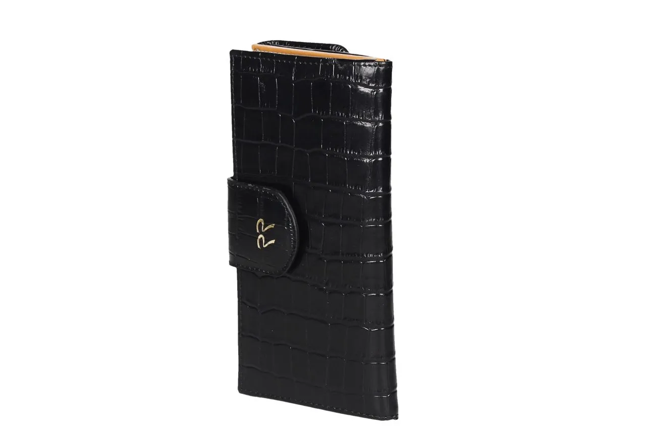 Cartera Mediana Coco Negra Letras Doradas