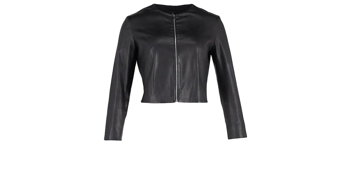 Chaqueta Bonded Stanta de The Row en cuero negro 