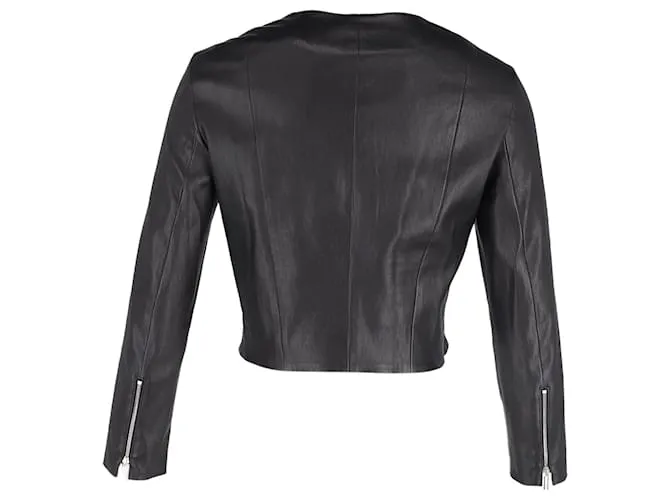 Chaqueta Bonded Stanta de The Row en cuero negro 