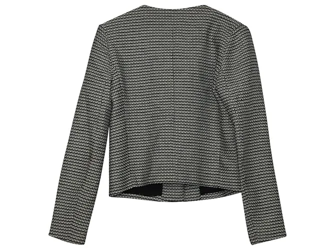 Chaqueta de tweed sin cuello Sandro Paris de poliamida multicolor Impresión de pitón 