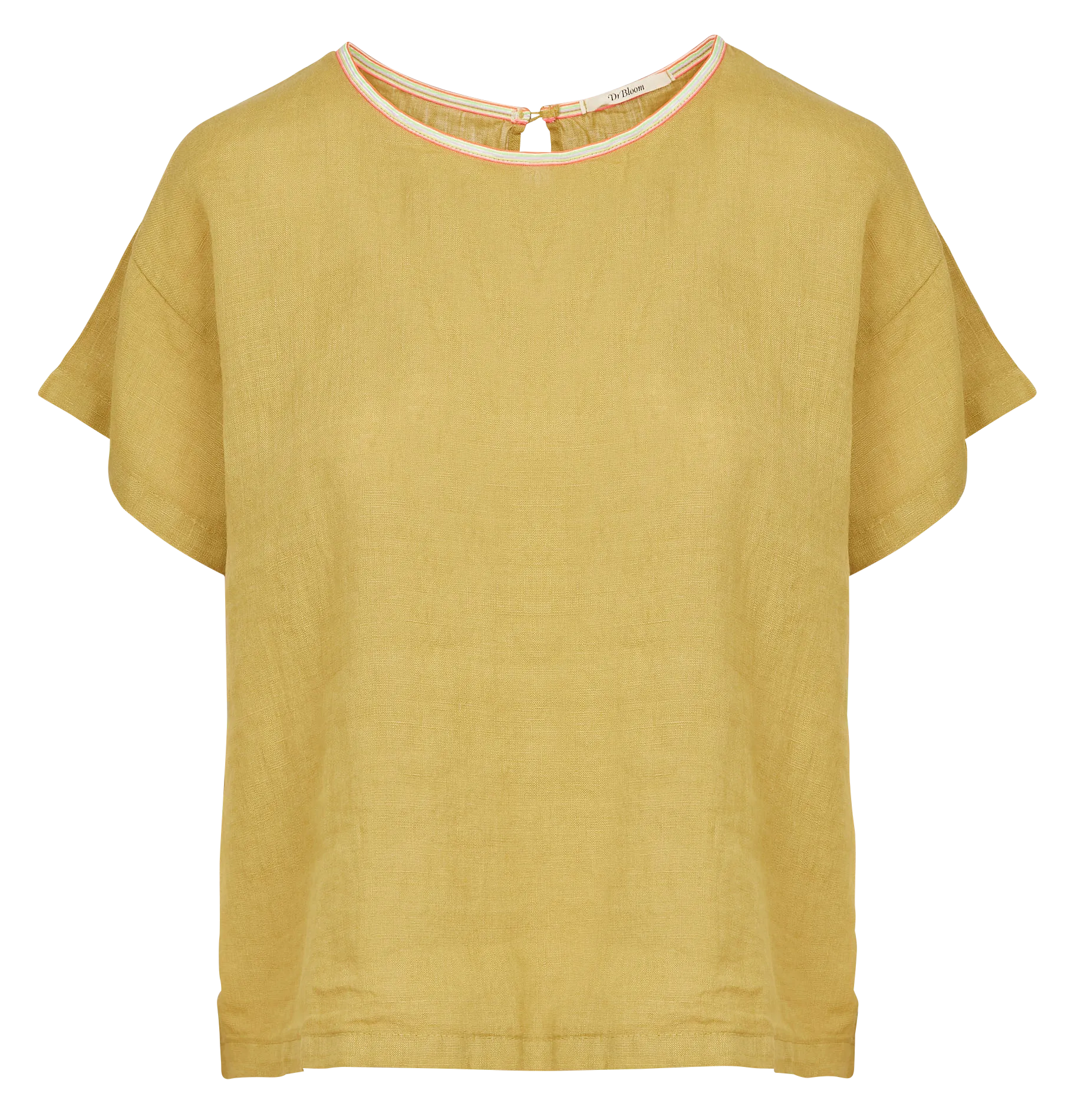 DR BLOOM FLAKE - Top holgado de lino con cuello redondo en verde