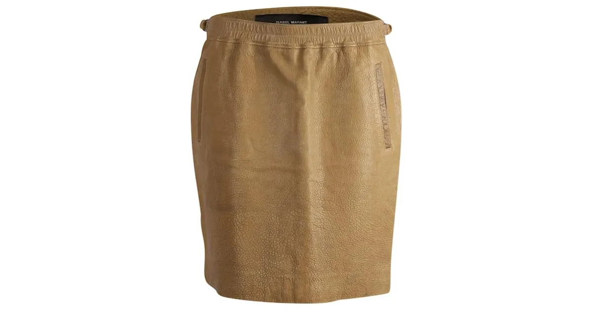 Falda Isabel Marant en Piel Camel Amarillo Camello 