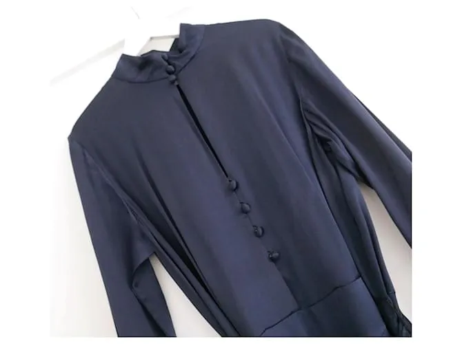 Forte Forte Forte_Forte Vestido midi de seda azul petróleo 