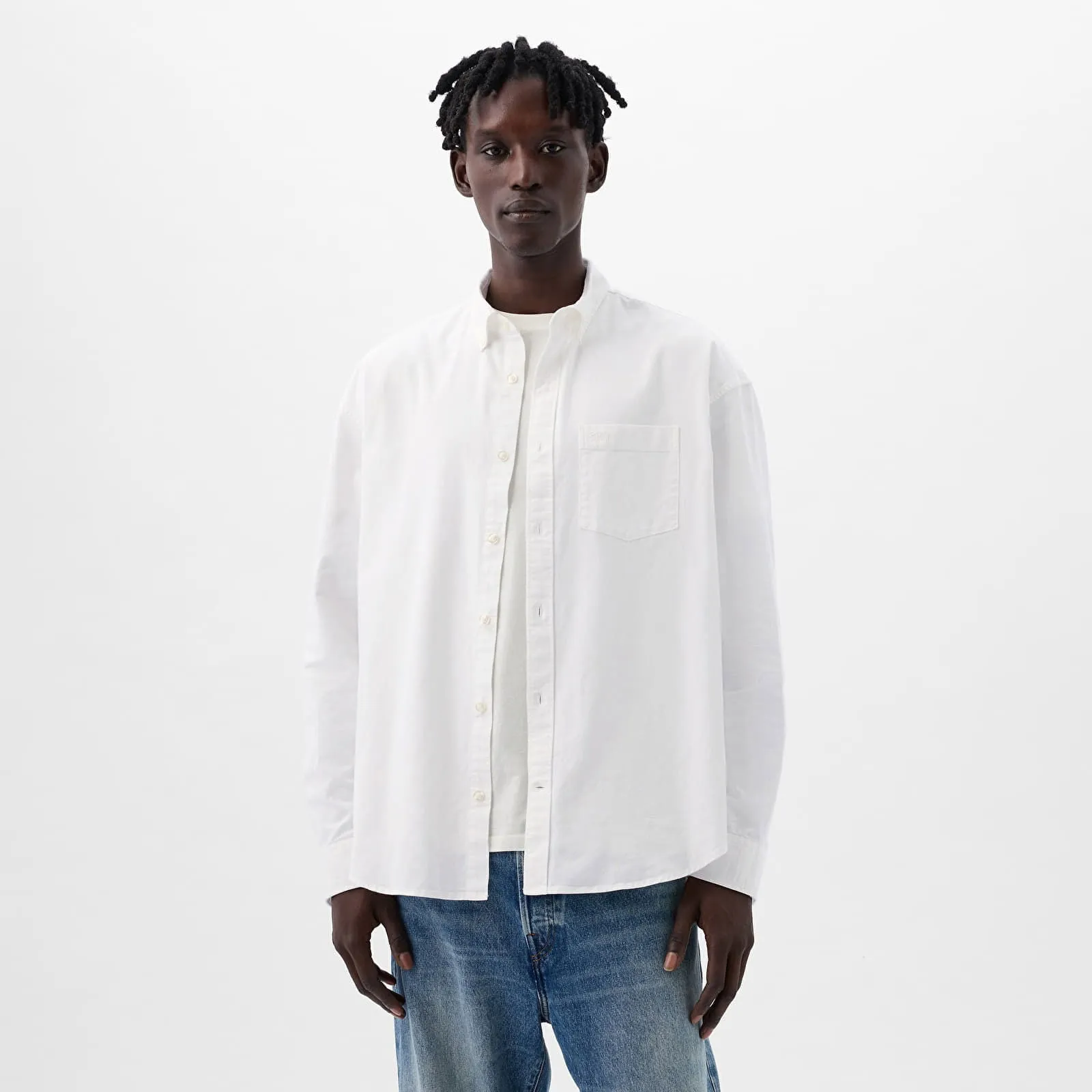 GAP Shirt Standard Logo Oxford Shirt Optic White XL