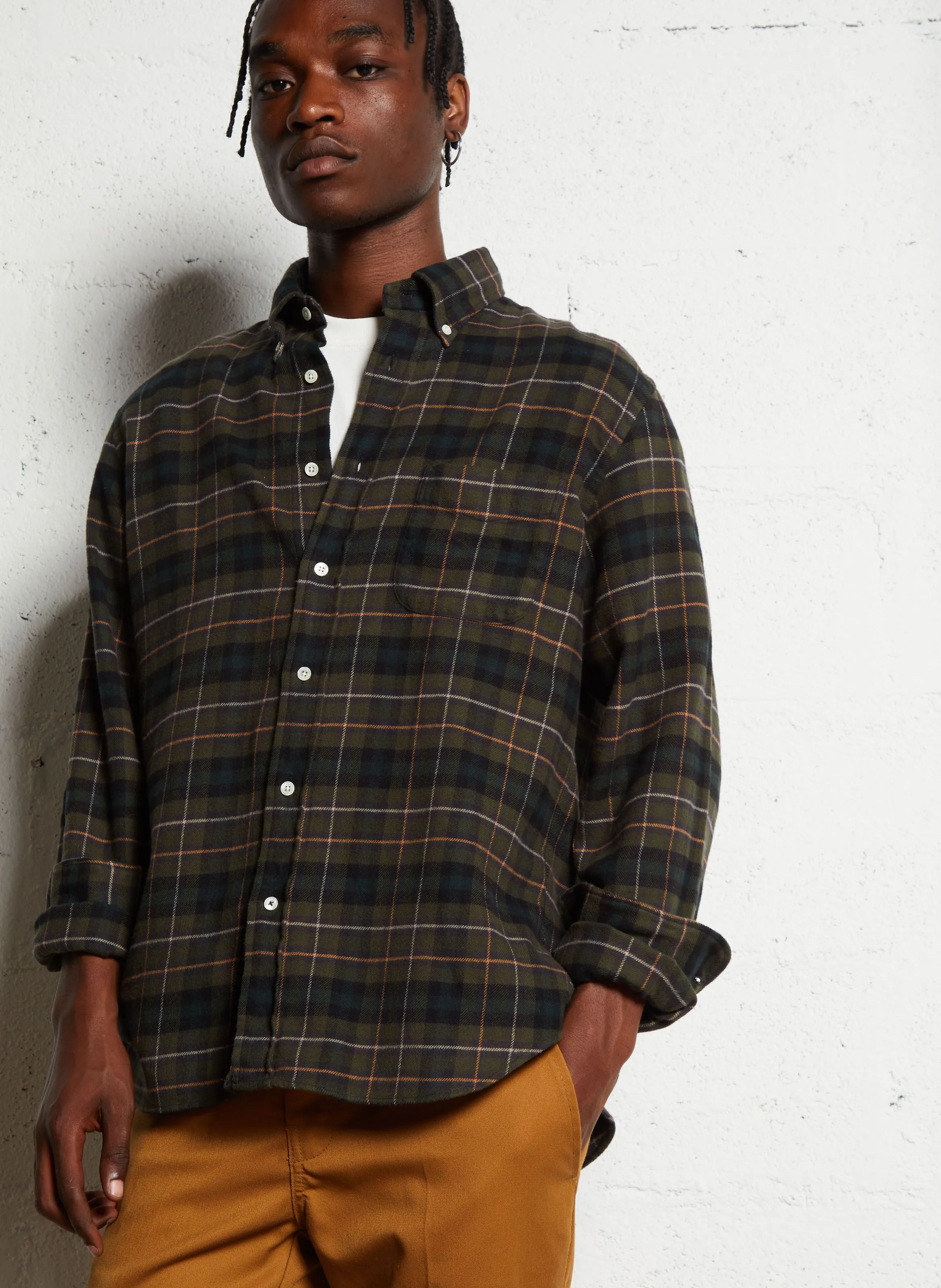 HARTFORD PITT - Camisa recta estampada de algodón con cuello clásico en verde
