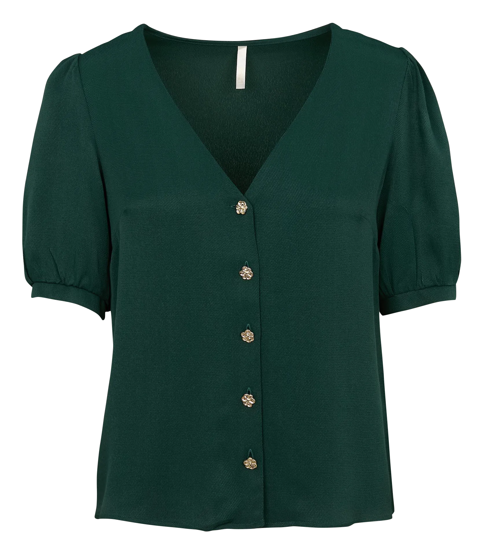 I CODE Top recto con cuello de pico en verde
