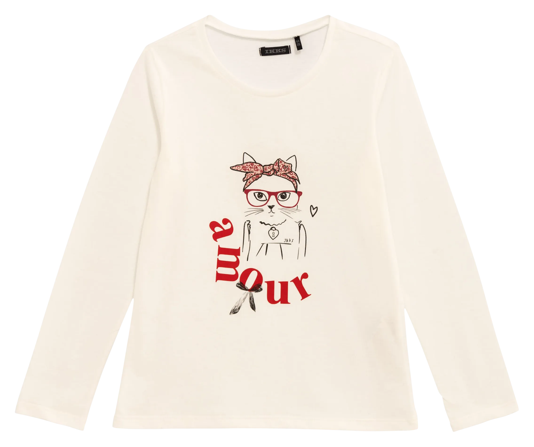 IKKS JUNIOR Camiseta de manga larga estampada de algodón. en blanco