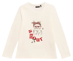 IKKS JUNIOR Camiseta de manga larga estampada de algodón. en blanco