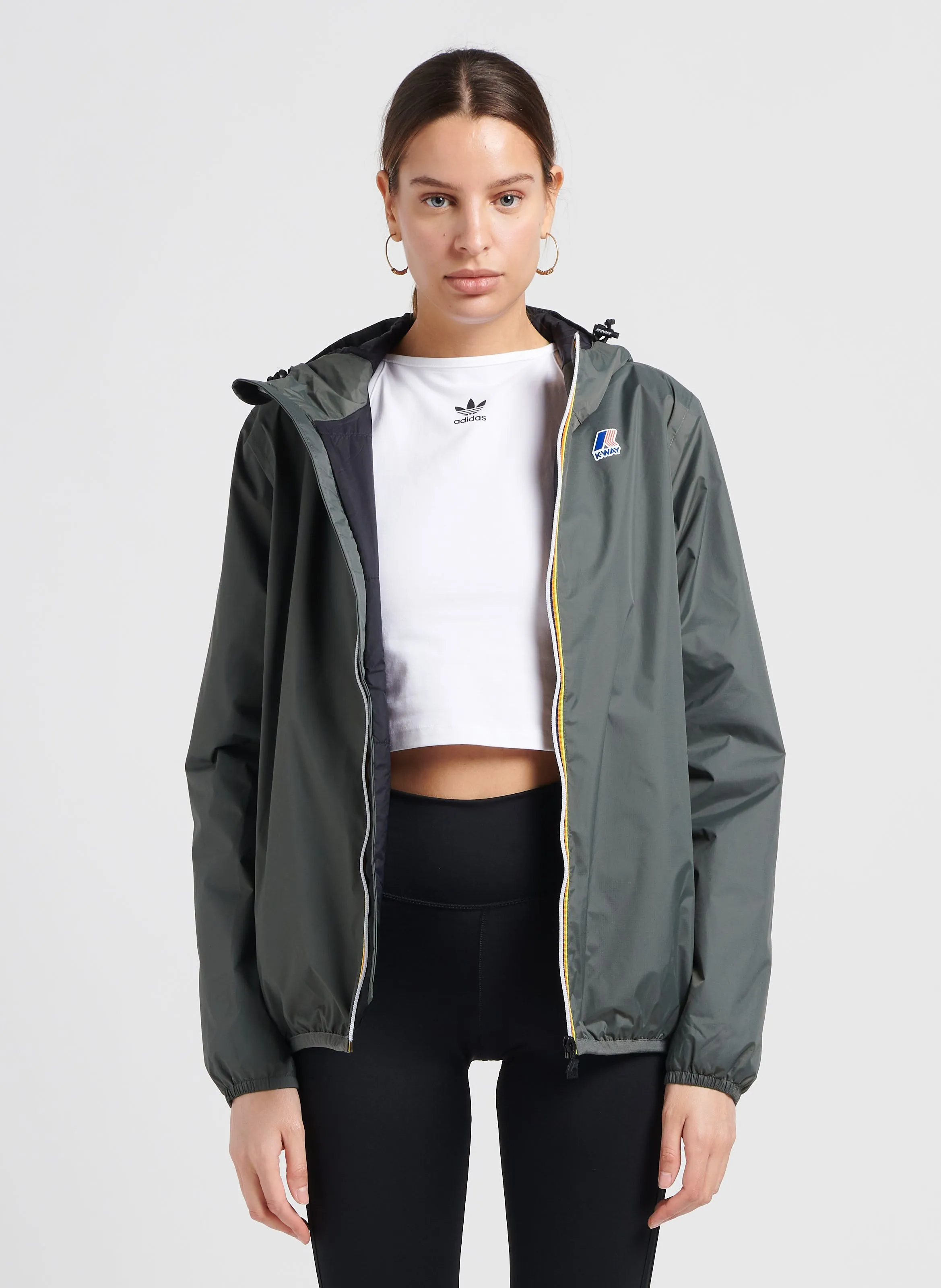 K-WAY LE VRAI 3.0 CLAUDE WARM - K-Way con capucha y cremallera en verde