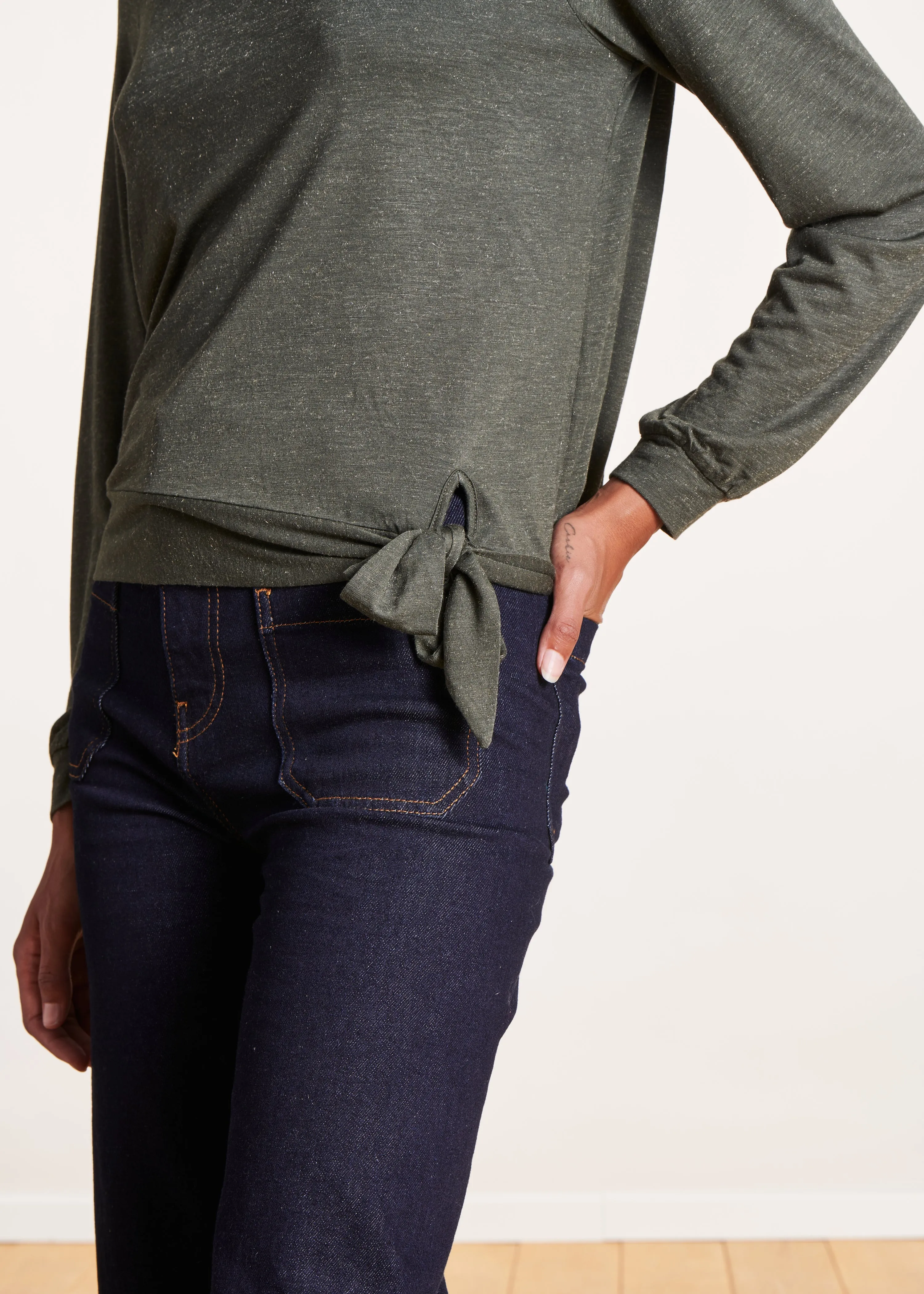 LA FEE MARABOUTEE Camiseta recta con cuello redondo en verde