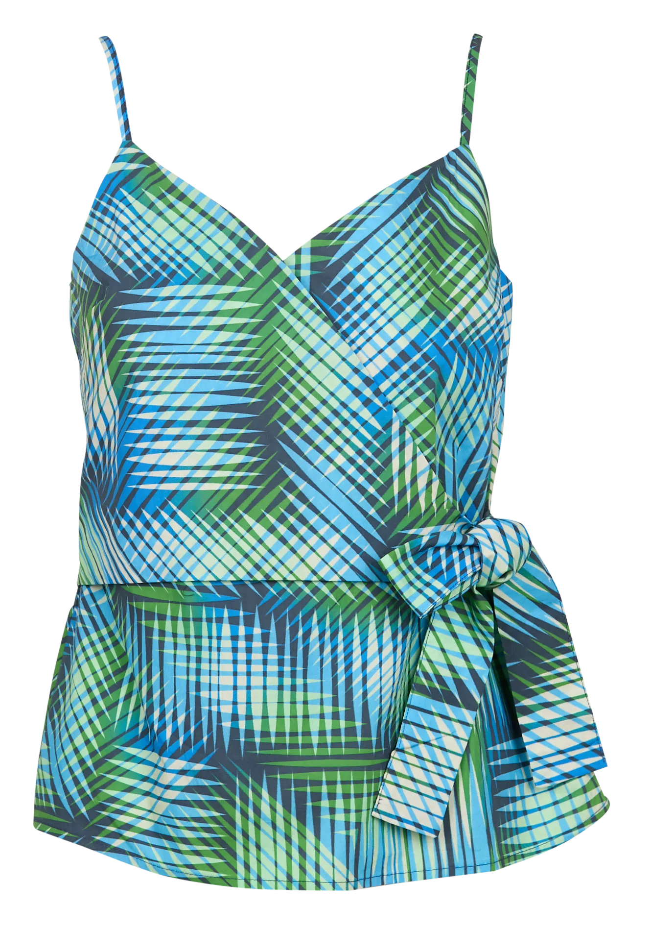 LA FEE MARABOUTEE Top entallado con cuello en V en algodón estampado. en verde