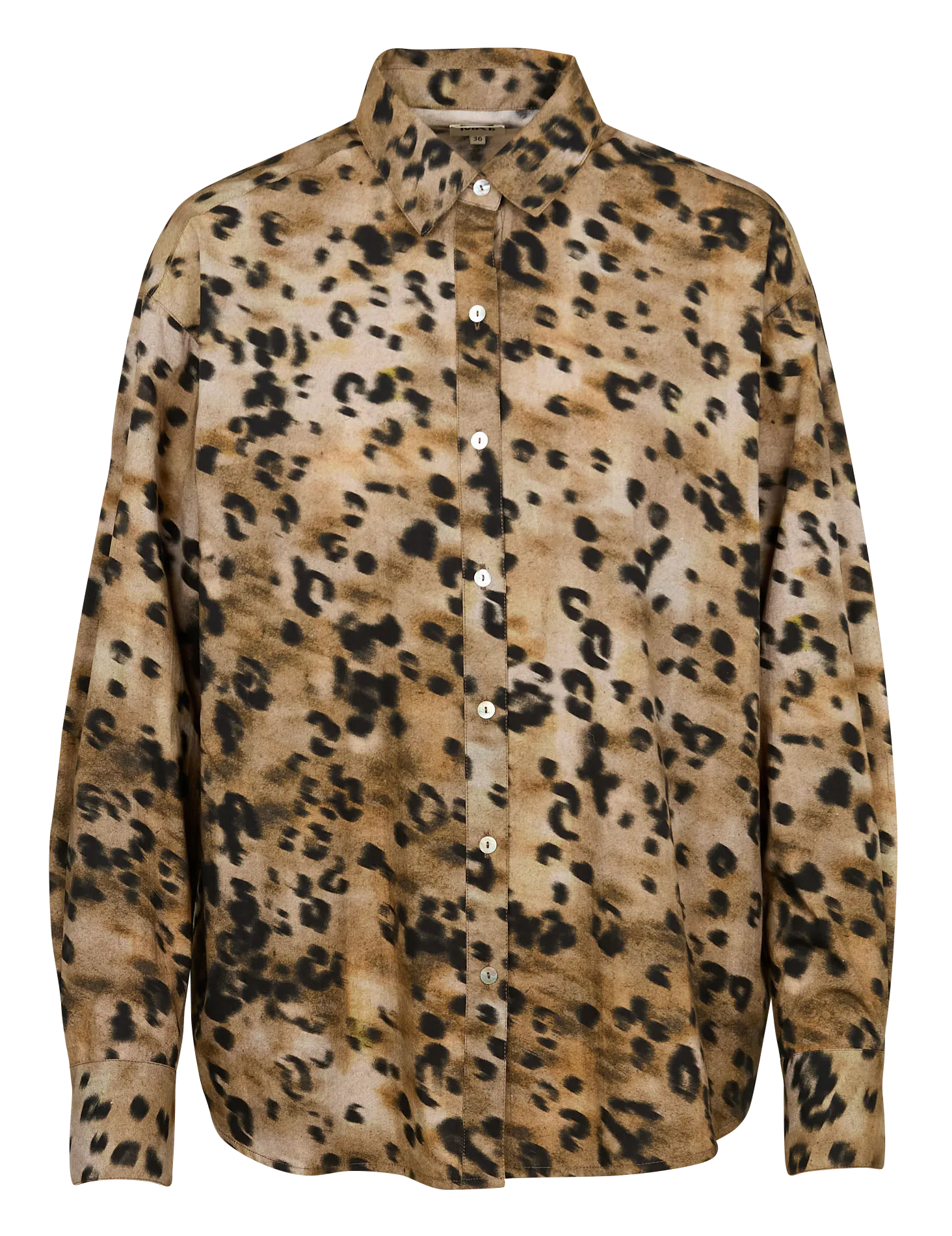 MKT CITARUM - Camisa recta de mezcla de algodón con cuello clásico en verde