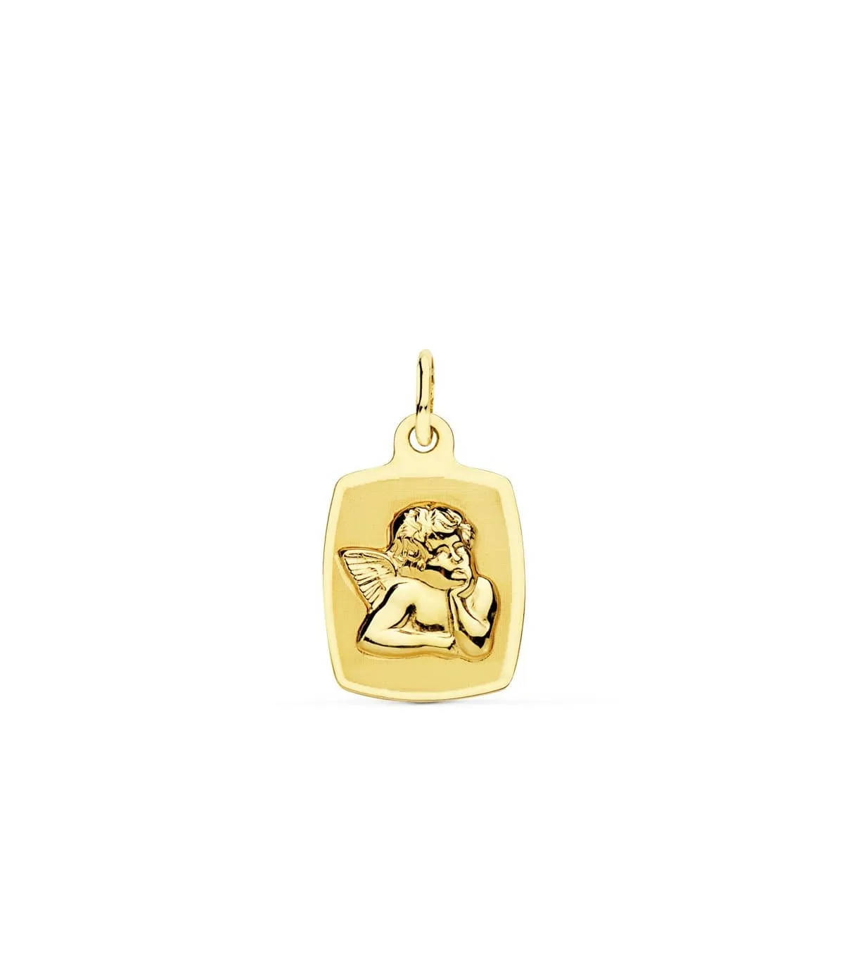 Médaille Ange Rectangulaire Or Jaune 18 K 19 MM