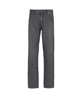 Pantalones de tela vaquera y jacquard con monograma