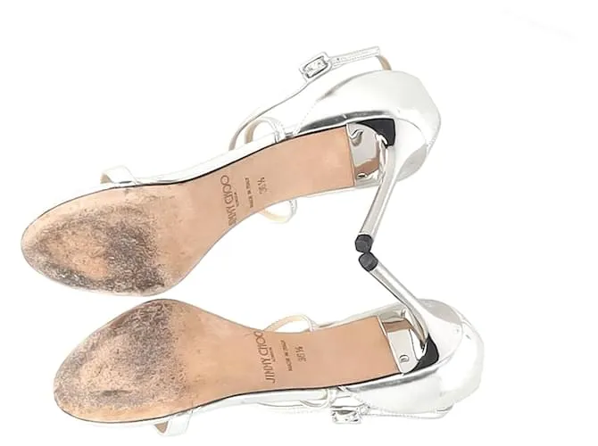 Sandalias espejo Hesper 110 en cuero plateado de Jimmy Choo Plata Metálico 