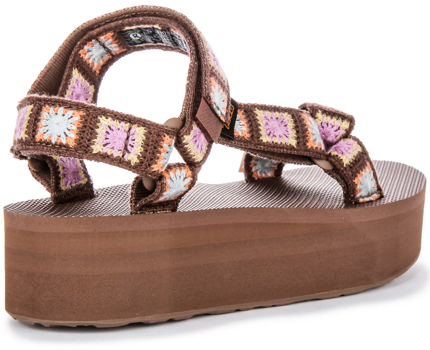 Teva Flatform Uni CT Sandalias Veganas para Mujer con Suela Vintage Bordada Festiva en Marrón Multi