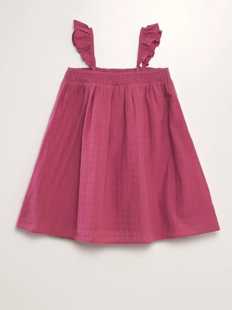 Vestido con tirantes con volantes - PURPURA