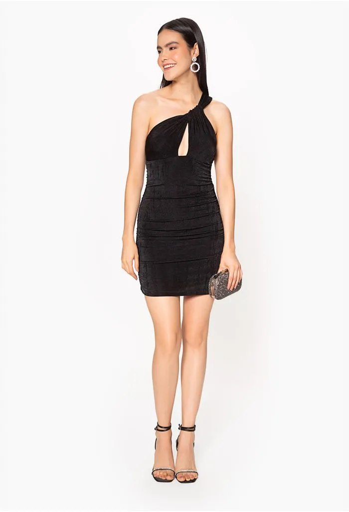 Vestido corto para dama escote asimetric