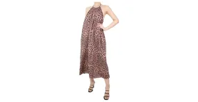 Zimmermann Vestido rosa con cuello halter y estampado animal - talla UK 8 